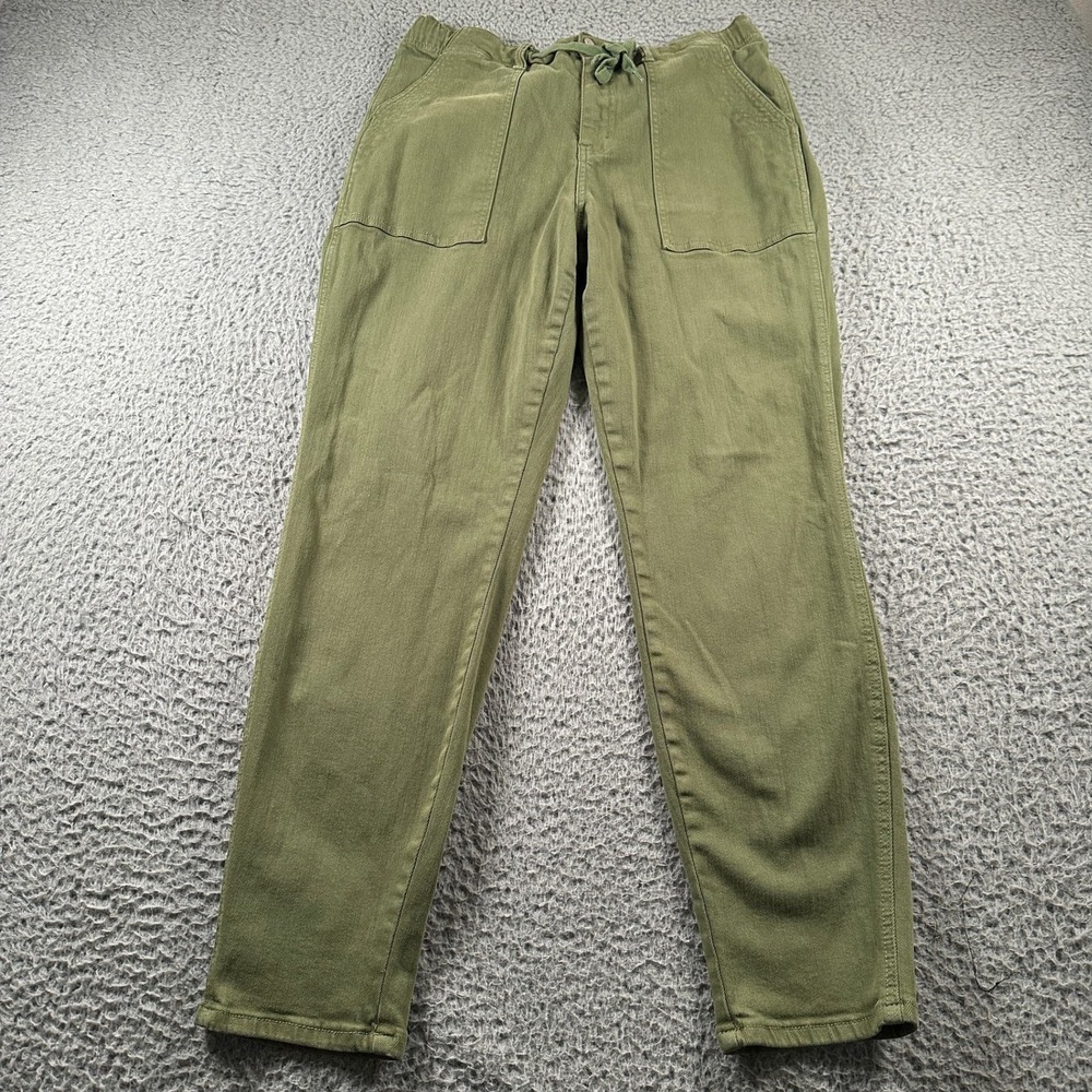 Judy Blue Pants Womens 11/30 Olive Green Taper Drawstring Pull On Utility Ankle